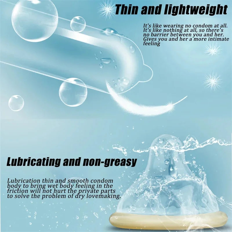 Ultra-Thin Natural Latex Condoms – 52mm Width | Electronically Tested | Long-Lasting Lubrication | 100+ Combo Pack