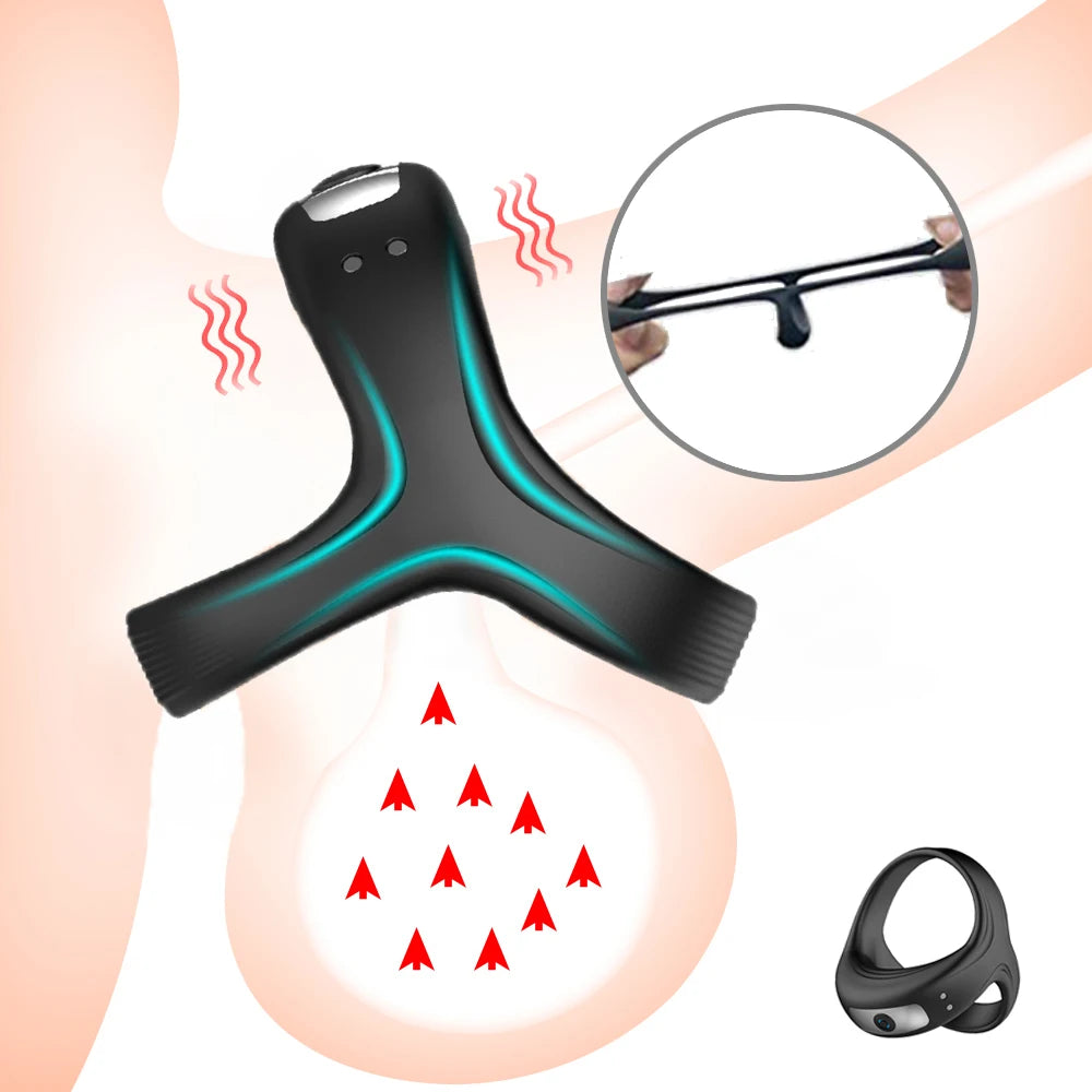 Penis Cock Ring Vibrator Vibrating Cockring Male Masturbator Delay Ejaculation Erection Sex Products Adults Toys for Men Couples
