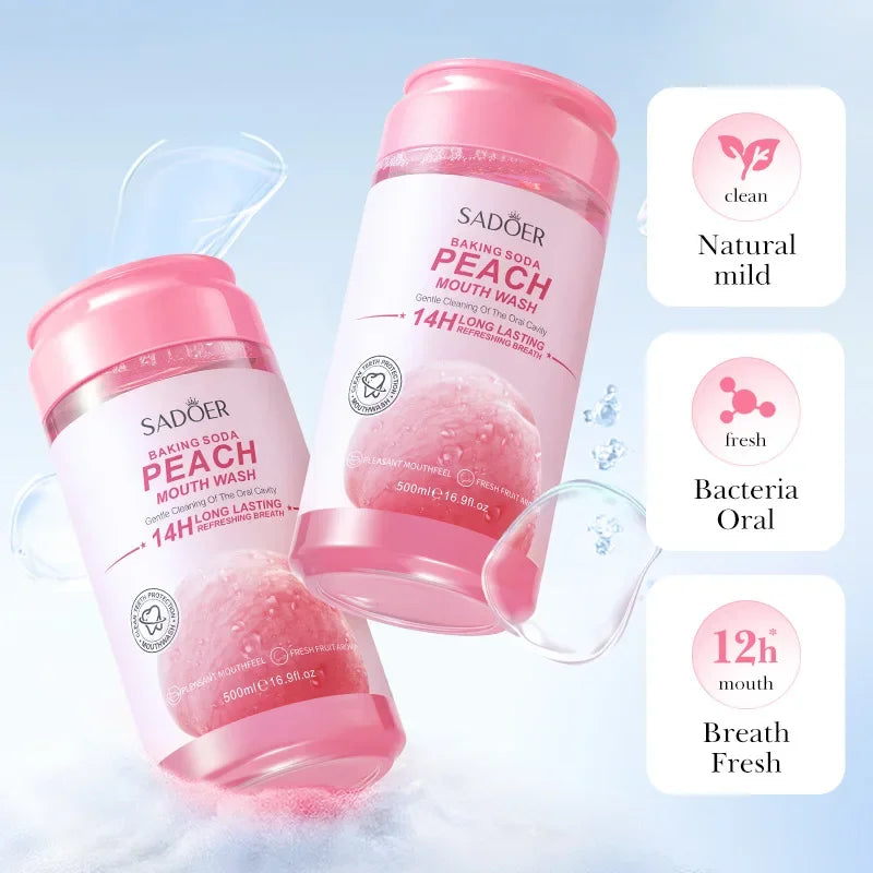 Baking Soda Mouthwash – Peach Flavor | Teeth Whitening and Long-Lasting Fresh Breath