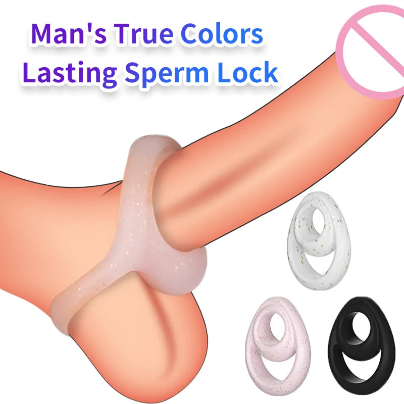 Silicone Cock Penis Ring Testis Restraint Erection Lasting Time Delay Ejaculation Ball Stretcher Sex Toy For Men Semen Lock Ring