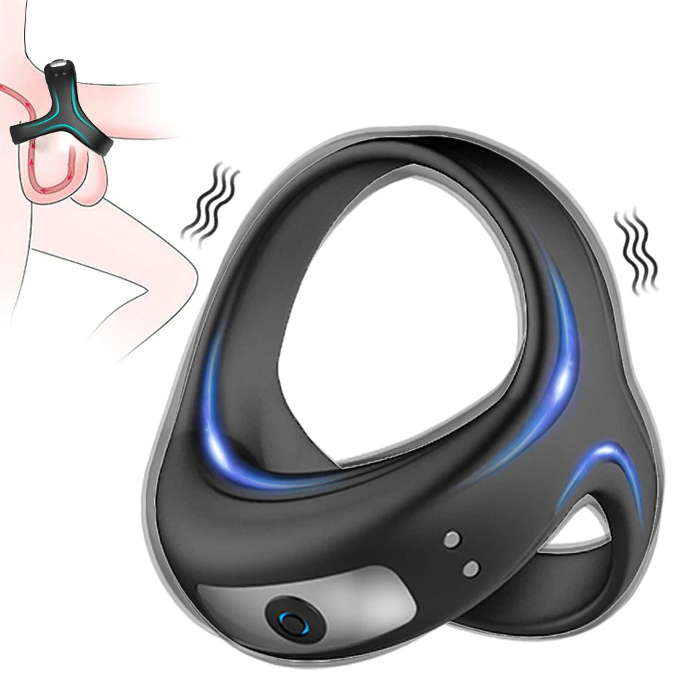 Penis Cock Ring Vibrator Vibrating Cockring Male Masturbator Delay Ejaculation Erection Sex Products Adults Toys for Men Couples