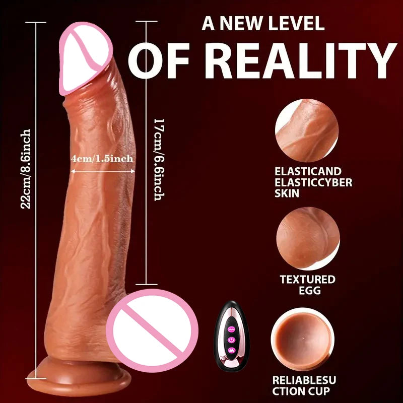 🔥 Real Feel Telescopic Vibrating Dildo – Remote-Controlled Pleasure with Realistic Motion &amp; Texture