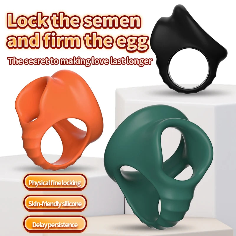 Silicone Semen Lock Ring Male Penis Rings Reusable Delay Ejaculation Lasting Scrotum Lock Ring Sex Toys for Men Adult Products