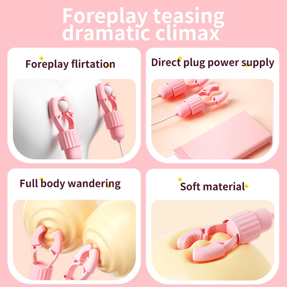 Vibrating Nipple Clamp | USB-Powered, Multifrequency Stimulator – Waterproof Silicone Foreplay Toy for Women