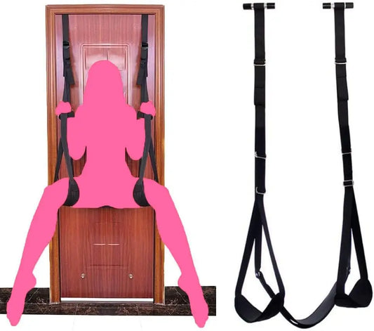 Adjustable Door Sex Swing with Padded Seat – Heavy-Duty BDSM Bondage Sling for Couples | Holds Up to 300 lbs | No-Drill Setup for Enhanced Comfort and Control