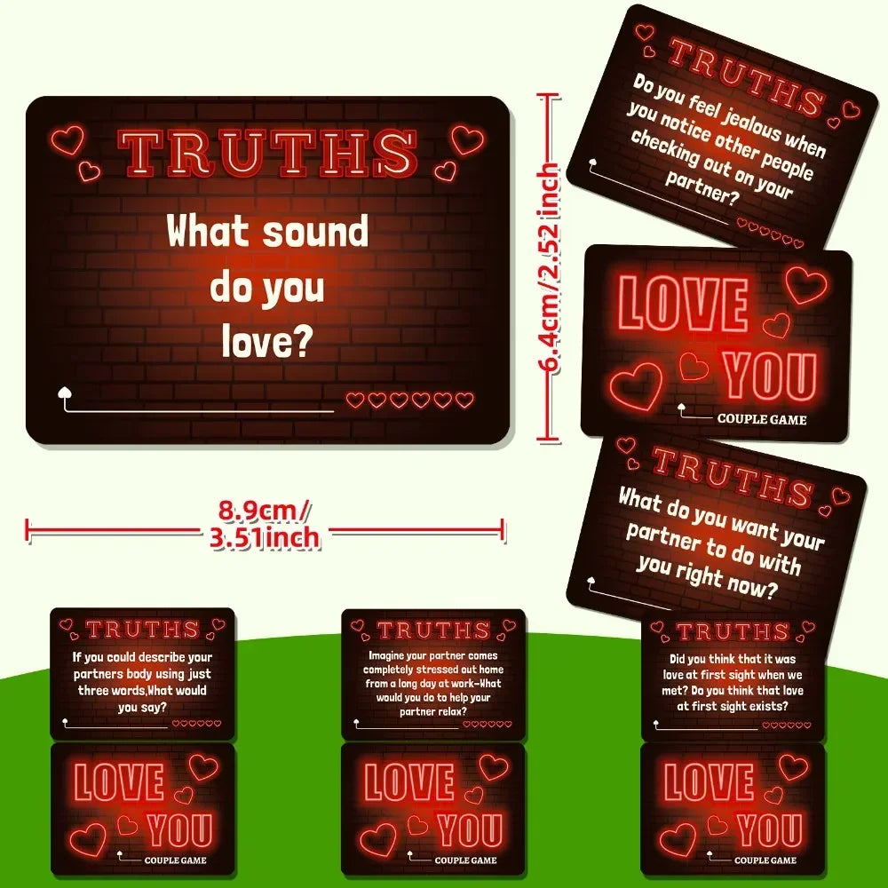Love Sparks — Truth, Dare and Desire Couple’s Card Game (50 Sheets) -A Set Couple Card Night Interactive Games Truth Or Dare