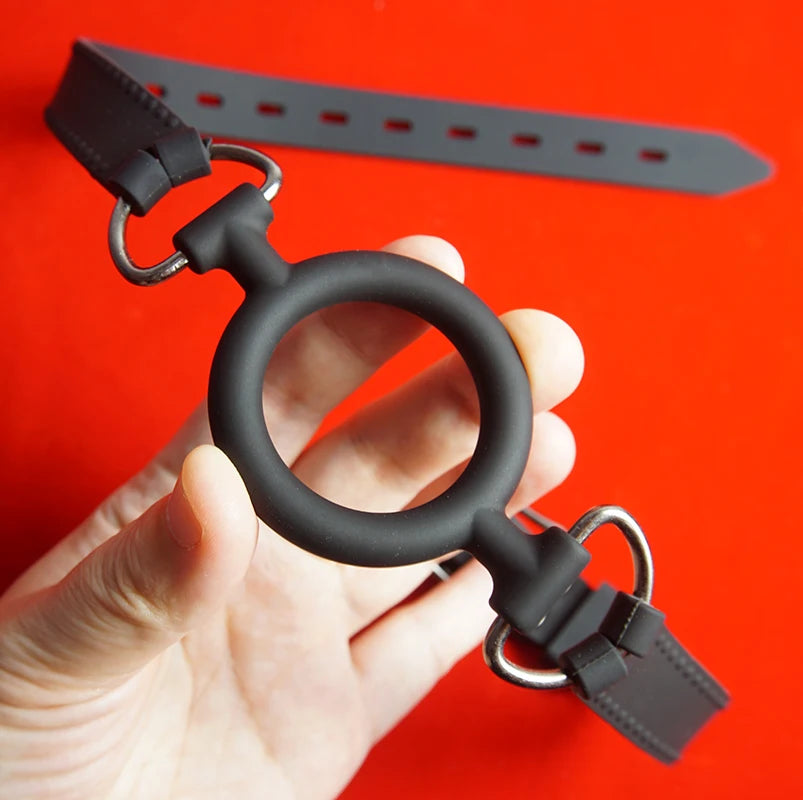 Silicone Ring Gag for BDSM Role Play – Adjustable Bondage Mouth Restraint for Adults