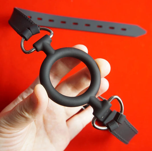 Silicone Ring Gag for BDSM Role Play – Adjustable Bondage Mouth Restraint for Adults