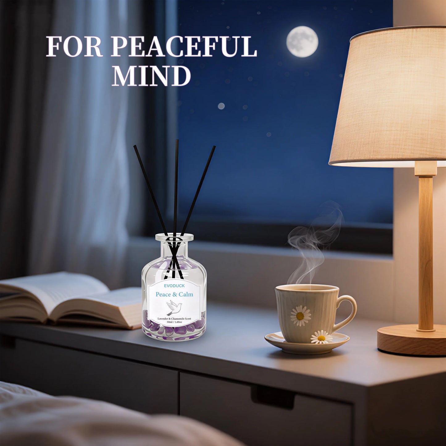 50ml  Flameless Reed Diffuser Set Flameless Lavender Chamomile Oil With Reed Diffuser Stick Home Room Air Freshener Decor