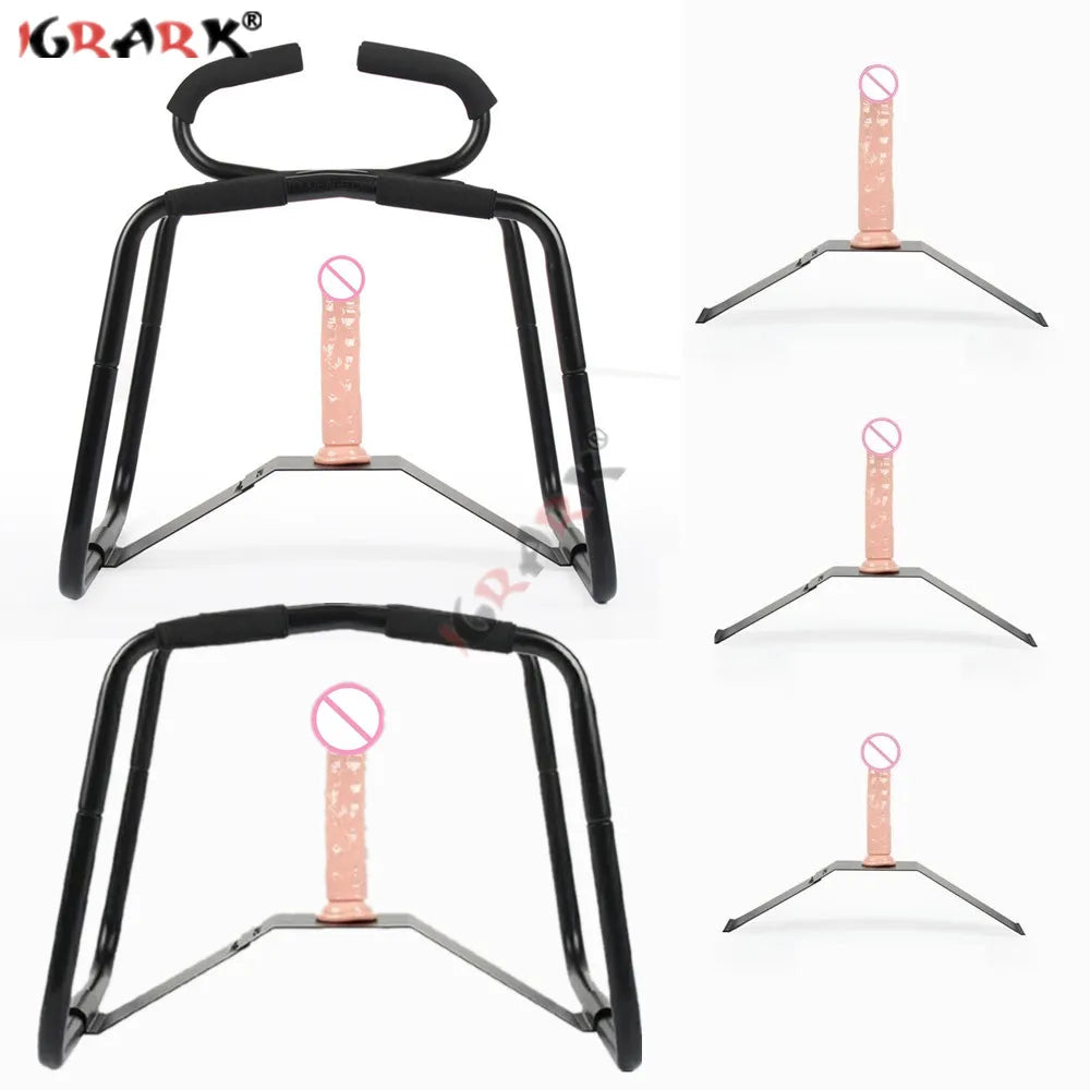 Sex Furniture SM Chair Telescopic Metal Bracket Realistic Dildos Holder Penis Sucker Sex ToyS For Women Men Erotic Accessories