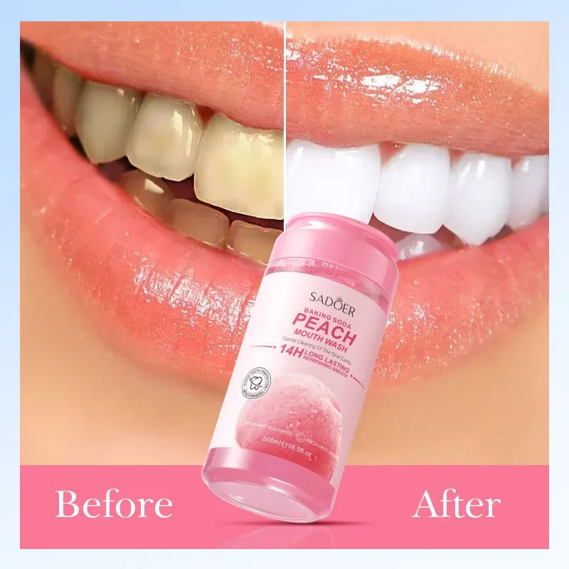Baking Soda Mouthwash – Peach Flavor | Teeth Whitening and Long-Lasting Fresh Breath