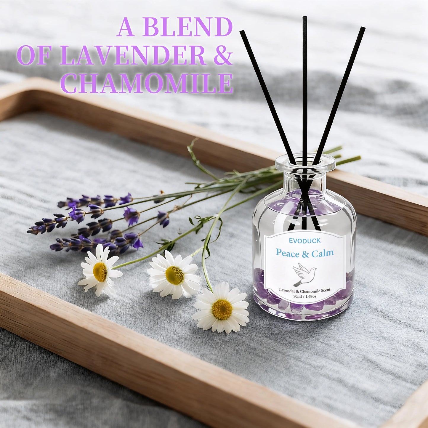 50ml  Flameless Reed Diffuser Set Flameless Lavender Chamomile Oil With Reed Diffuser Stick Home Room Air Freshener Decor