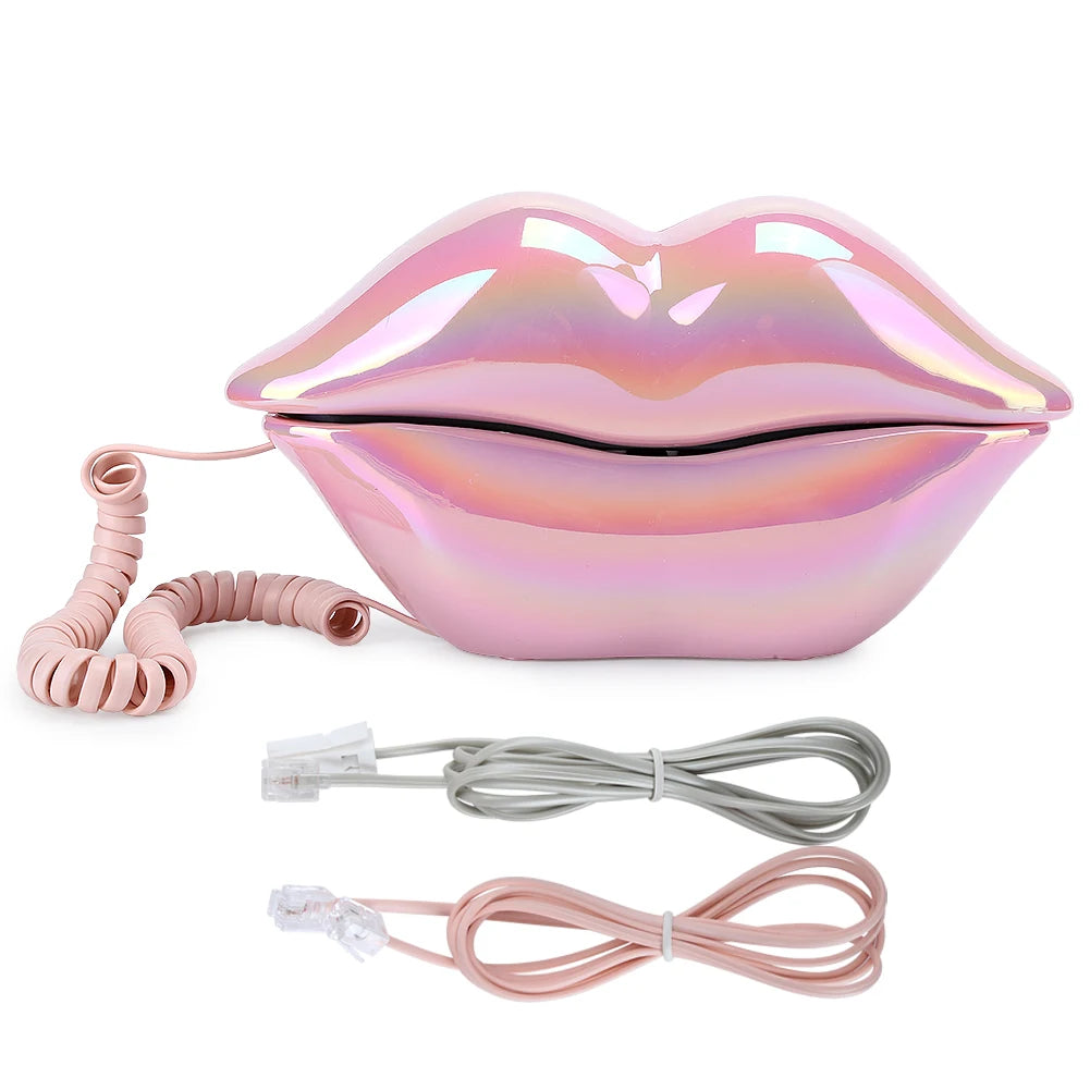 Lip Telephone Electroplating Funny Fashionable Telephone with Number Storage Function New