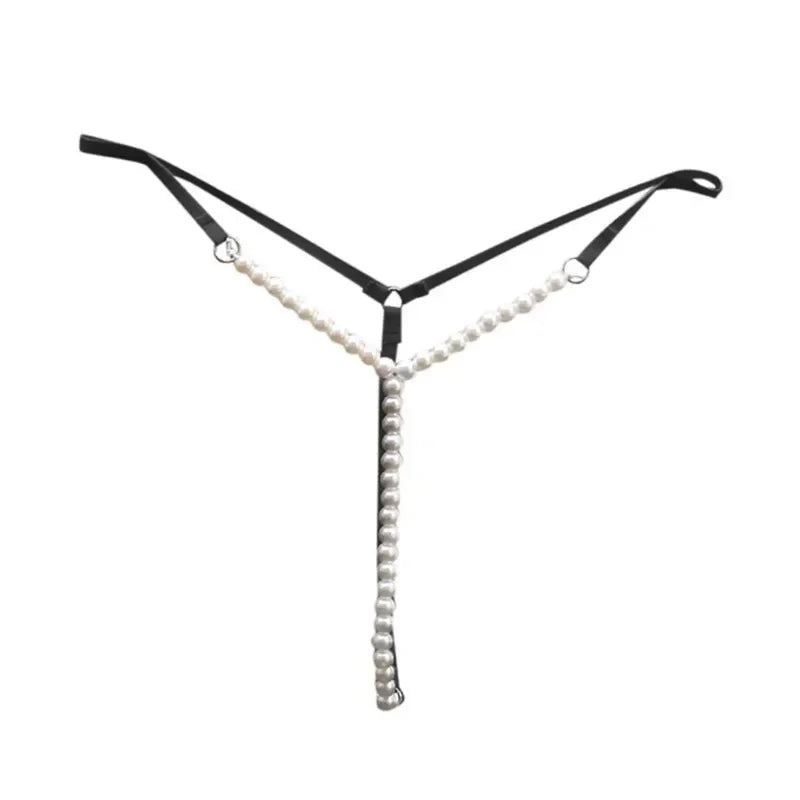 Sexy Pearl Temptation — Crotchless Beaded G-String Lingerie (Plus Size Available)
