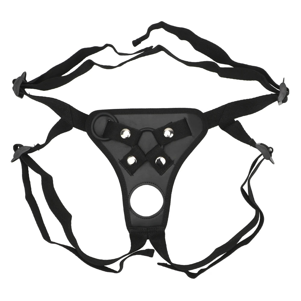 Adjustable Faux Leather Strap-On Harness with Dual Ring Sizes – Universal Dildo Compatibility (Dildo Not Included)