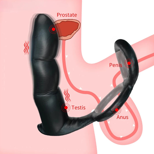 Dildo Anal Vibrators Male Prostate Massager Delay Ejaculation Penis Ring Butt Plug with Bullet Sex Toys for Men Gay Masturbator