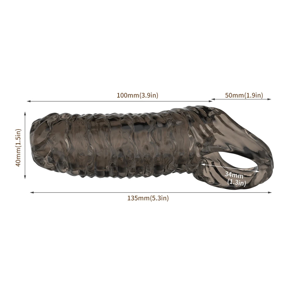 Realistic Penis Sleeve Extender with Reusable Ring – Enlargement and Ejaculation Delay Enhancer