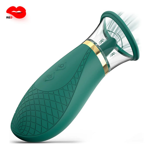 Rechargeable Clitoral and Nipple Tongue Vibrator – Suction and Licking Stimulator for Women