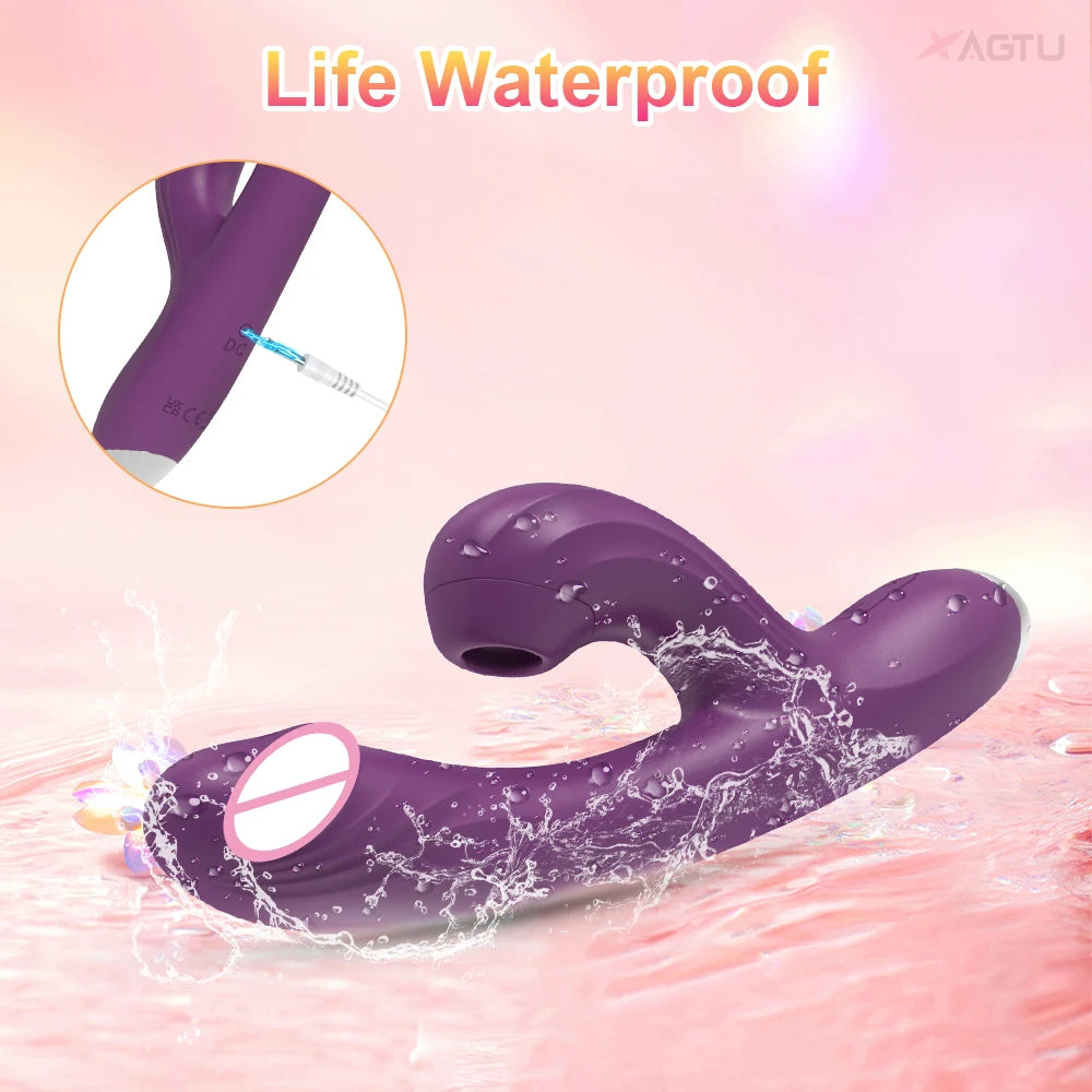 Adult 2-in-1 Heated Clit Sucker and G-Spot Vibrator – Silicone Vacuum Stimulator for Women
