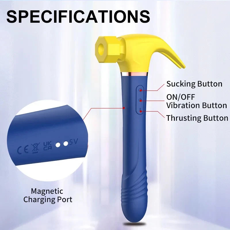 Hammer Vibrator Multifunctional G Spot Stimulation Sex Machine Telescopic Dildo Vaginal Massage Clit Sucking Female Masturbator