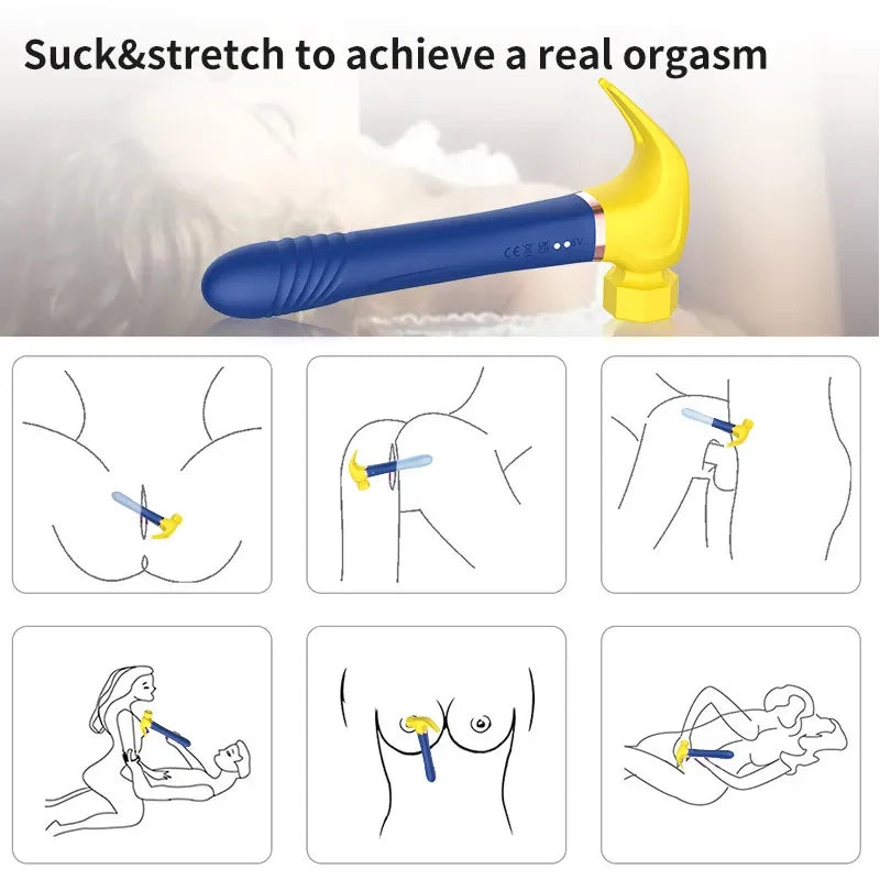Hammer Vibrator Multifunctional G Spot Stimulation Sex Machine Telescopic Dildo Vaginal Massage Clit Sucking Female Masturbator