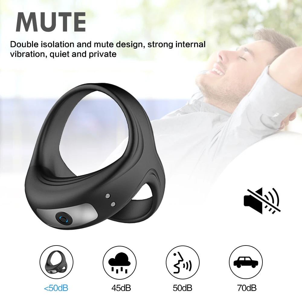 Penis Cock Ring Vibrator Vibrating Cockring Male Masturbator Delay Ejaculation Erection Sex Products Adults Toys for Men Couples