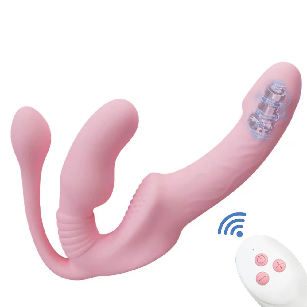 Strapless Strap on Dildo Vibrators for Women 3 in 1 Vibrator G-Spot Vibrating Penis Dildo Erotic Adult Sex Toys for Couples 18+