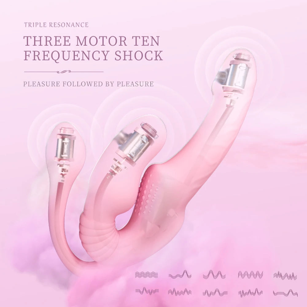 Strapless Strap on Dildo Vibrators for Women 3 in 1 Vibrator G-Spot Vibrating Penis Dildo Erotic Adult Sex Toys for Couples 18+
