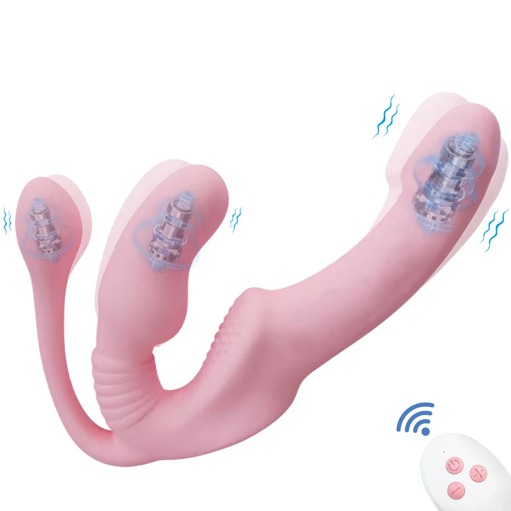 Strapless Strap on Dildo Vibrators for Women 3 in 1 Vibrator G-Spot Vibrating Penis Dildo Erotic Adult Sex Toys for Couples 18+