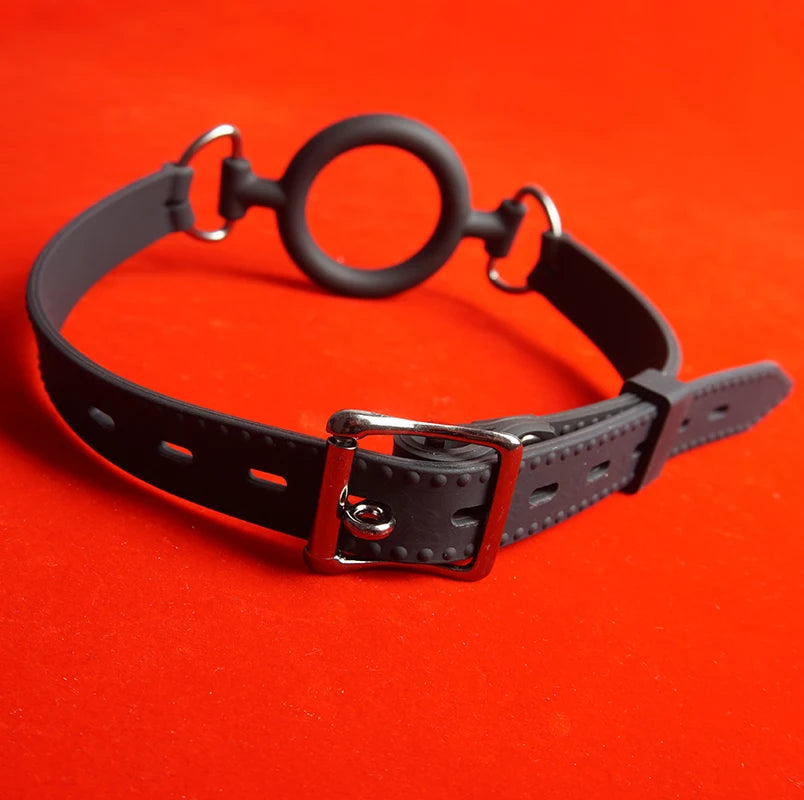 Silicone Ring Gag for BDSM Role Play – Adjustable Bondage Mouth Restraint for Adults