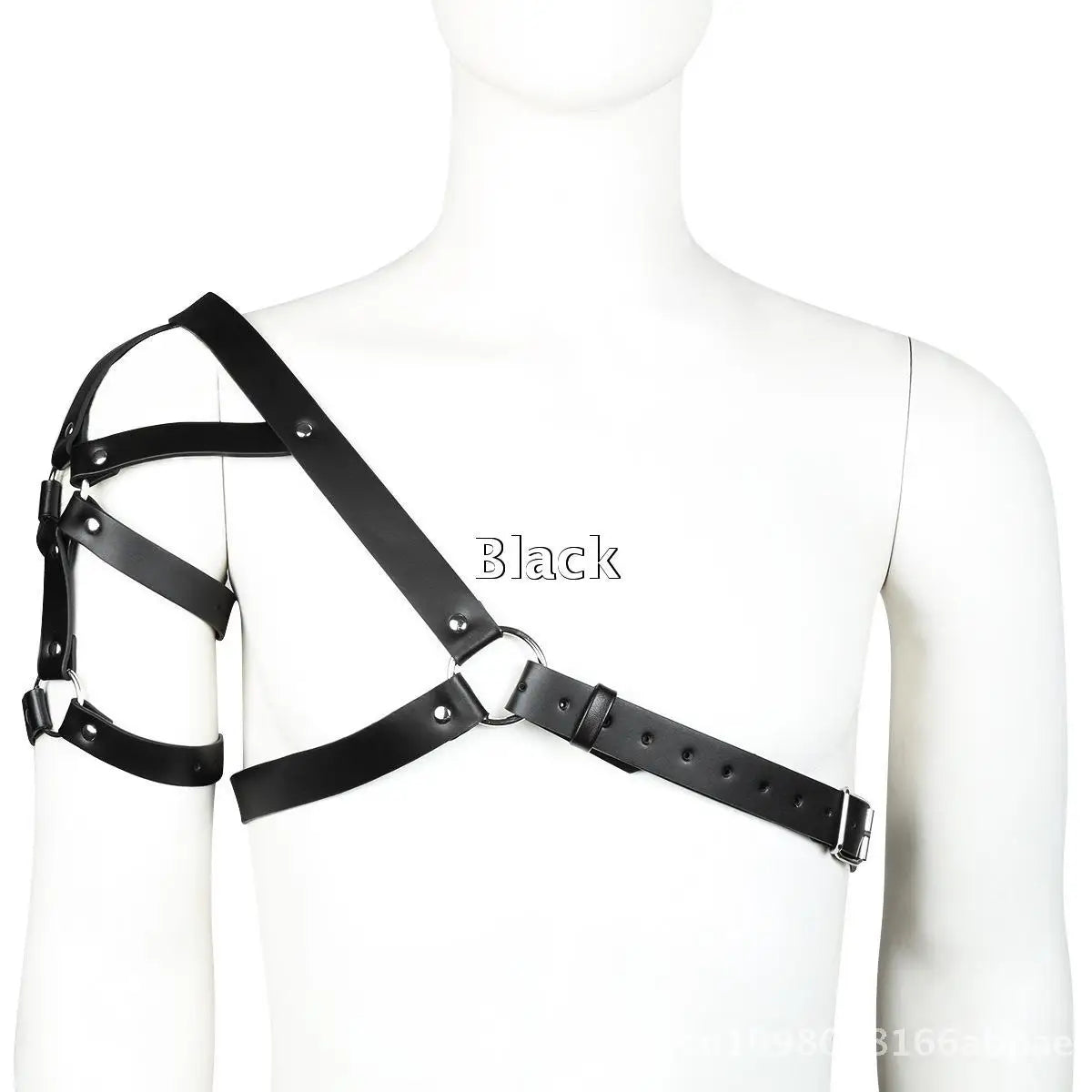 Men's Leather Chest Strap Harness Black PU Material Couple Flirting Accessory Adult Size Adjustable Top Tight Costume