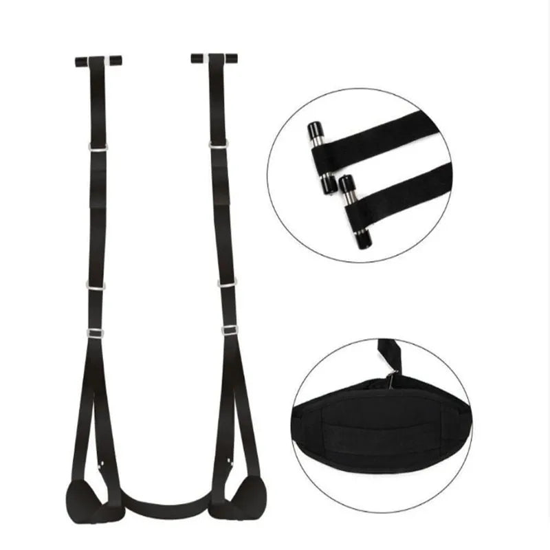 Adjustable Door Sex Swing with Cushioned Seat – Heavy-Duty Nylon Erotic Swing for Couples, No Installation Needed