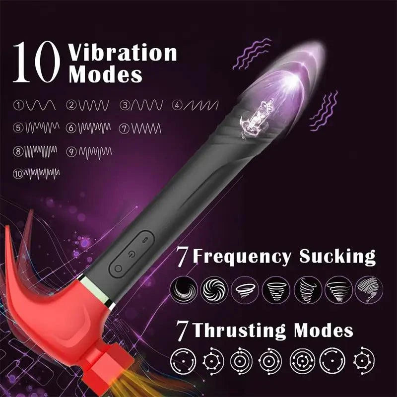 Hammer Vibrator Multifunctional G Spot Stimulation Sex Machine Telescopic Dildo Vaginal Massage Clit Sucking Female Masturbator