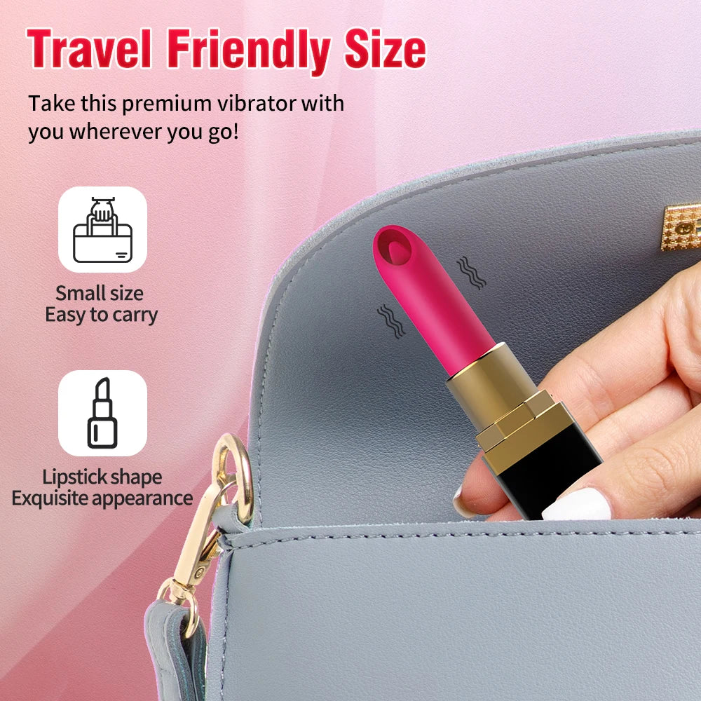Mini Bullet Lipstick Vibrator – Discreet G-Spot &amp; Clitoral Stimulator with 10 Vibration Modes, USB Rechargeable, Waterproof