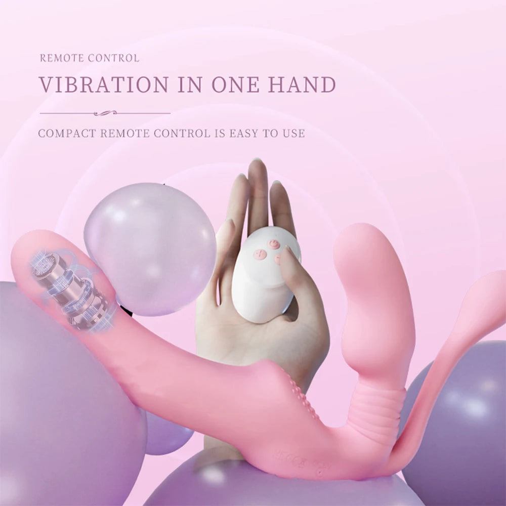Strapless Strap on Dildo Vibrators for Women 3 in 1 Vibrator G-Spot Vibrating Penis Dildo Erotic Adult Sex Toys for Couples 18+
