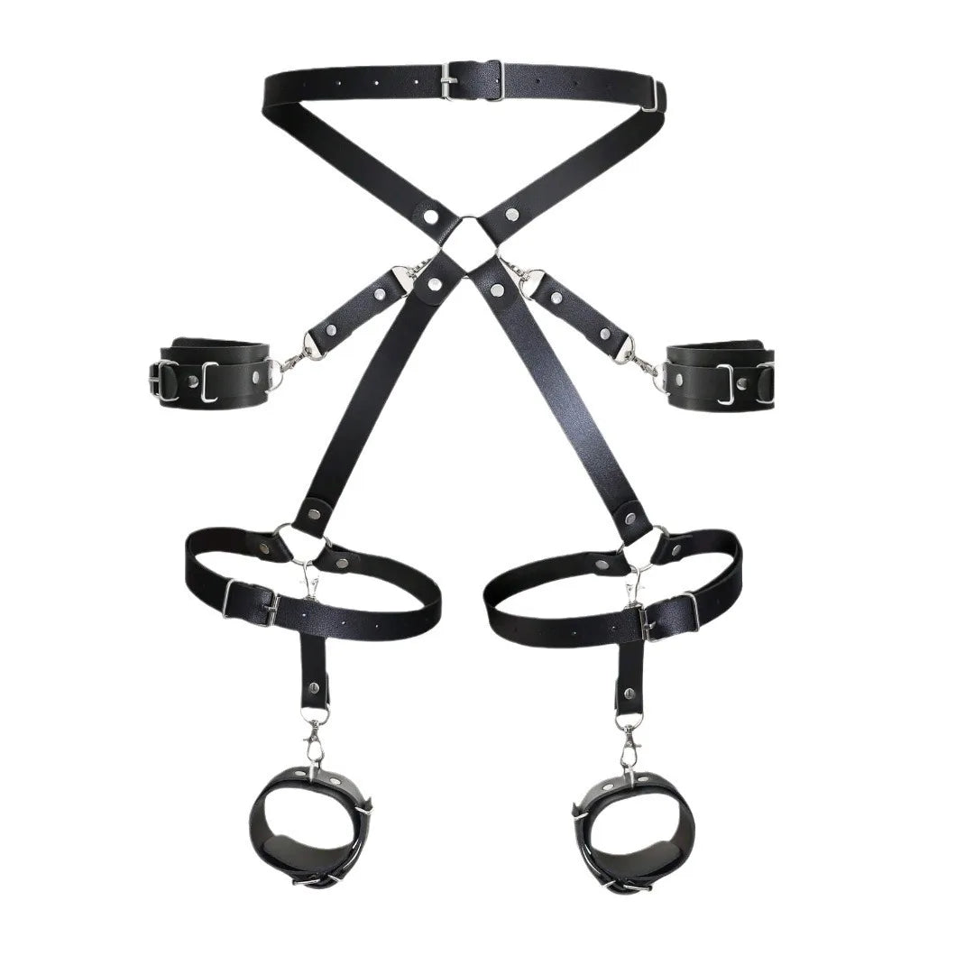 Bound to Please – Leather Thigh and Waist Restraint Kit - Exotic Accessories SM Bondage Kit