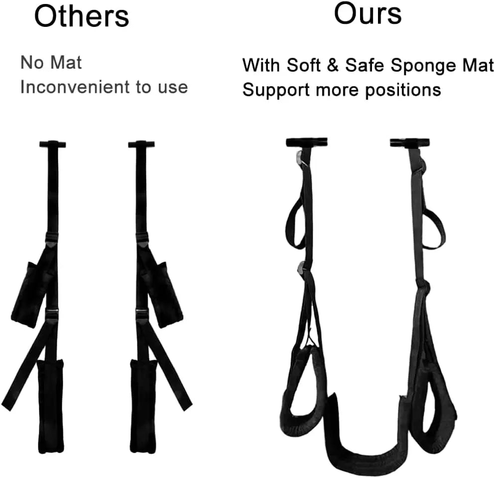 Adjustable Door Sex Swing with Padded Seat – Heavy-Duty BDSM Bondage Sling for Couples | Holds Up to 300 lbs | No-Drill Setup for Enhanced Comfort and Control