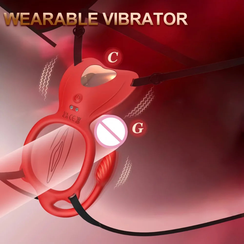 4-in-1 Wearable Vibrator 10-Frequency Vibration Penis Ring Clitoris Stimulator G-Spot Anal Massager Adult Sex Toys Masturbator