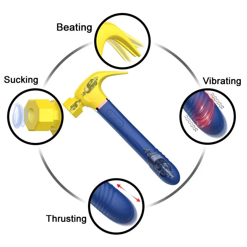 Hammer Vibrator Multifunctional G Spot Stimulation Sex Machine Telescopic Dildo Vaginal Massage Clit Sucking Female Masturbator
