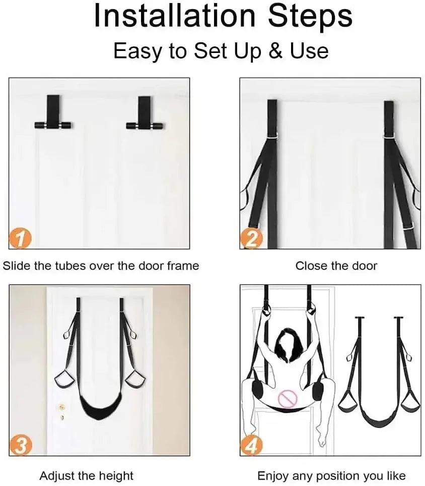 Over the Door Sex Swing with Soft Seat & Leg Pad Hanging Adult Cushion Door Swing M Split Leg Strap Sex Toys for Couples