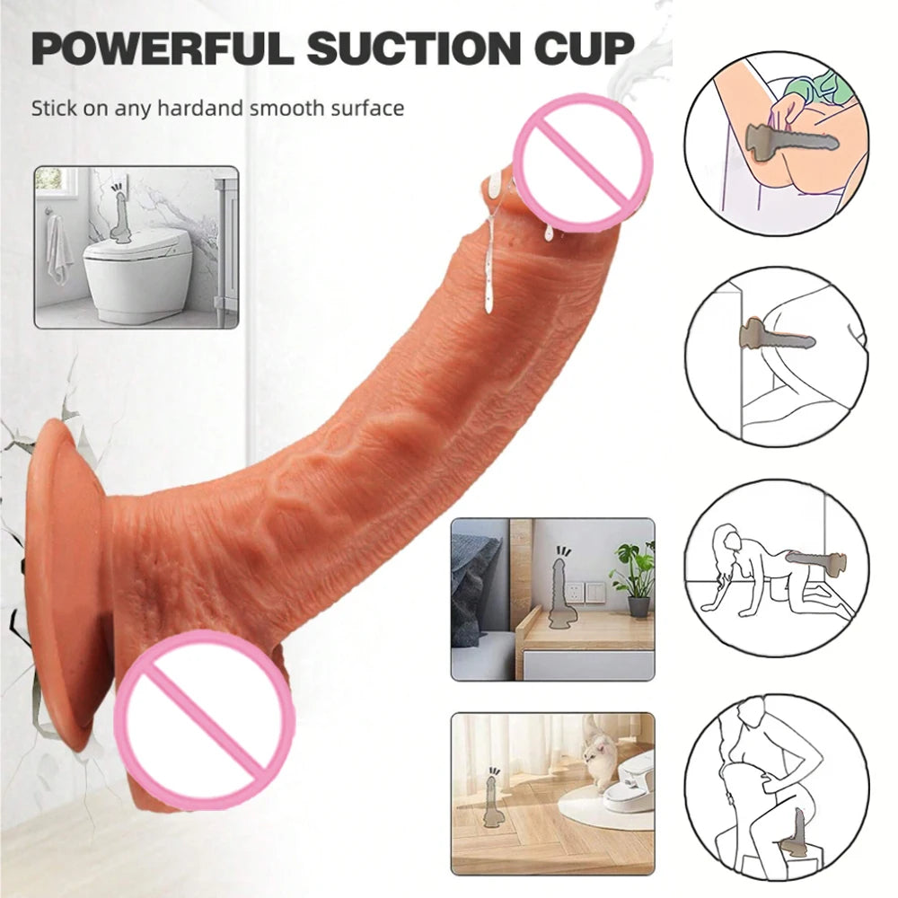 Realistic Water Spray Dildo – Soft Silicone Ejaculating Suction Cup Toy for Women, Couples, and LGBTQ+ Users