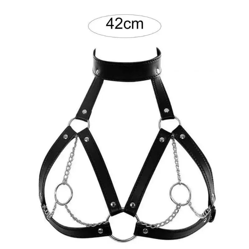 Red Faux Leather BDSM Body Harness Set – Adjustable Punk-Inspired Full Body Restraint Lingerie for Women