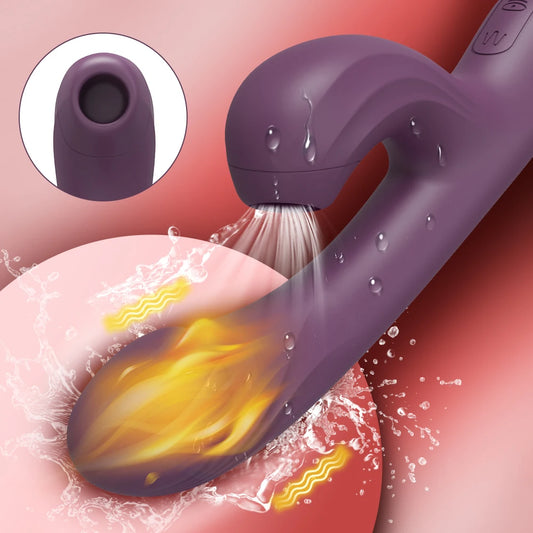 Adult 2-in-1 Heated Clit Sucker and G-Spot Vibrator – Silicone Vacuum Stimulator for Women