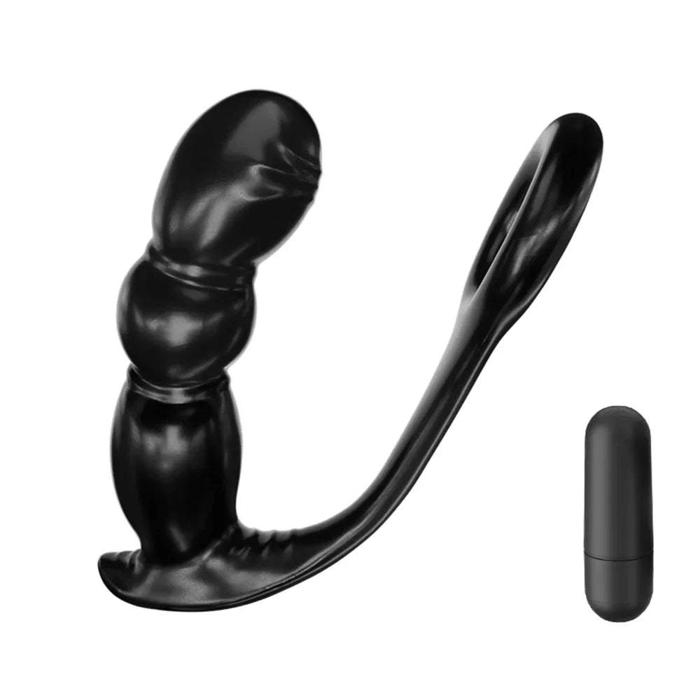 Dildo Anal Vibrators Male Prostate Massager Delay Ejaculation Penis Ring Butt Plug with Bullet Sex Toys for Men Gay Masturbator