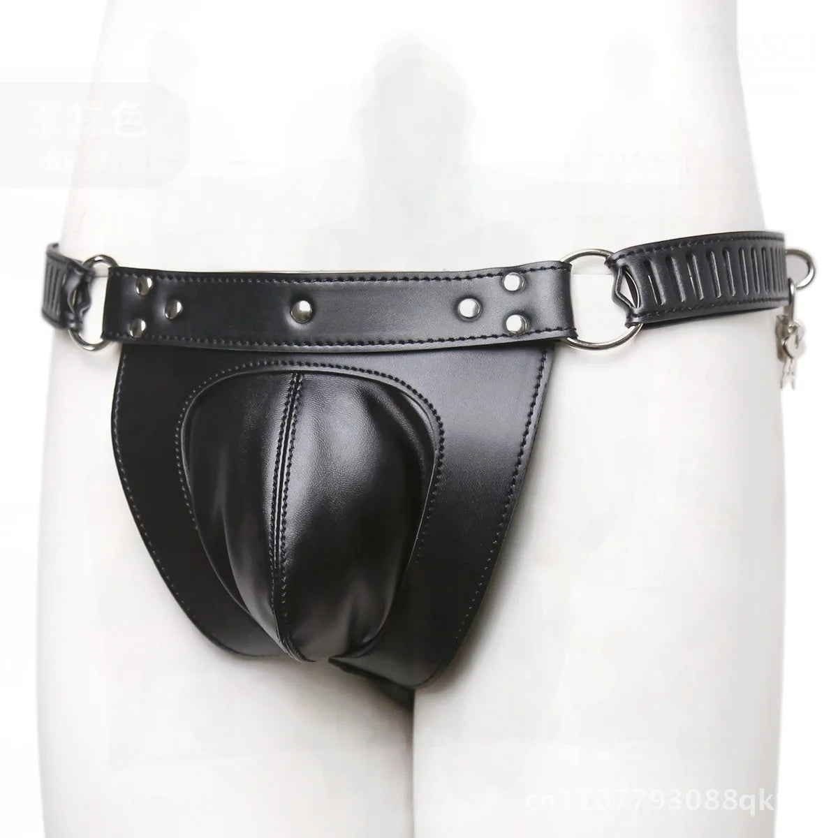 Men's PU Leather Chastity Shorts Factory Shop Sex Underwear Black Bound Performance Clothing for Adult Couples Flirting