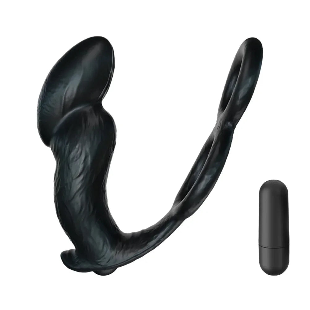 Dildo Anal Vibrators Male Prostate Massager Delay Ejaculation Penis Ring Butt Plug with Bullet Sex Toys for Men Gay Masturbator