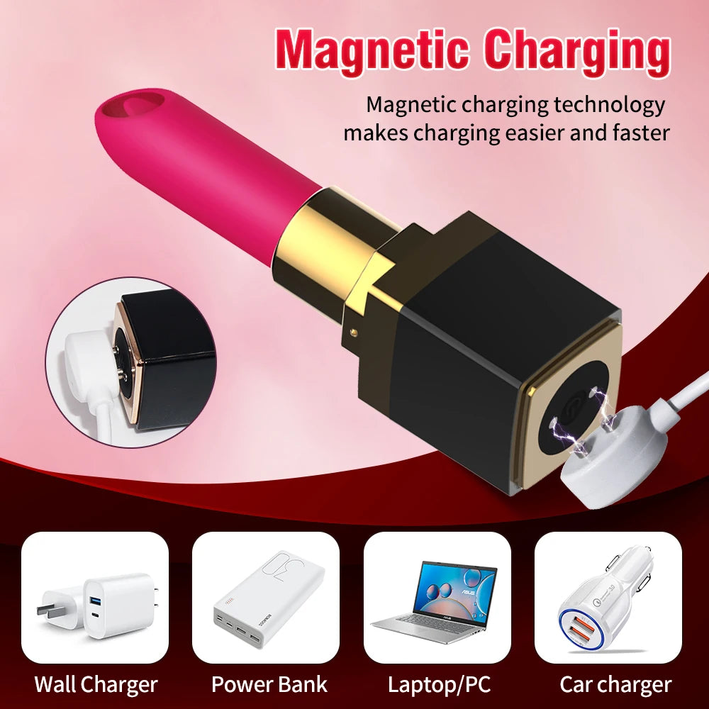 Mini Bullet Lipstick Vibrator – Discreet G-Spot &amp; Clitoral Stimulator with 10 Vibration Modes, USB Rechargeable, Waterproof
