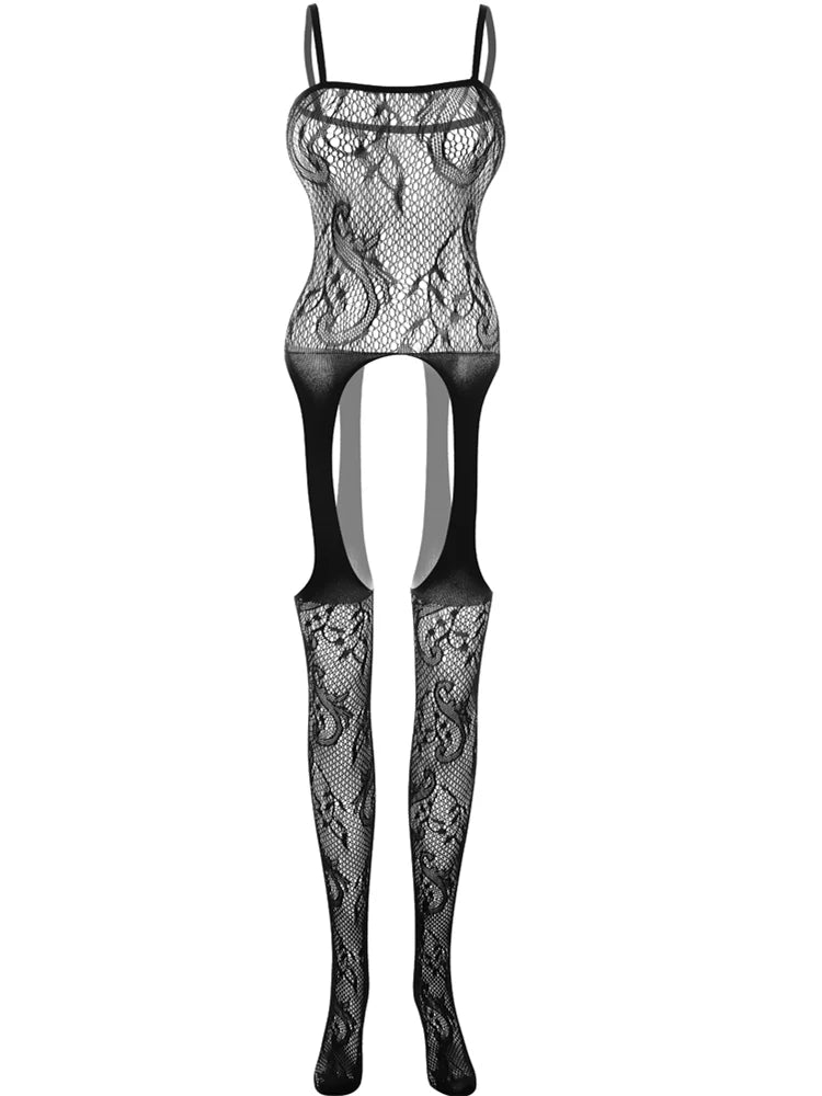 Sexy Shadow Seduction — Men’s Fishnet Crotchless Bodystocking