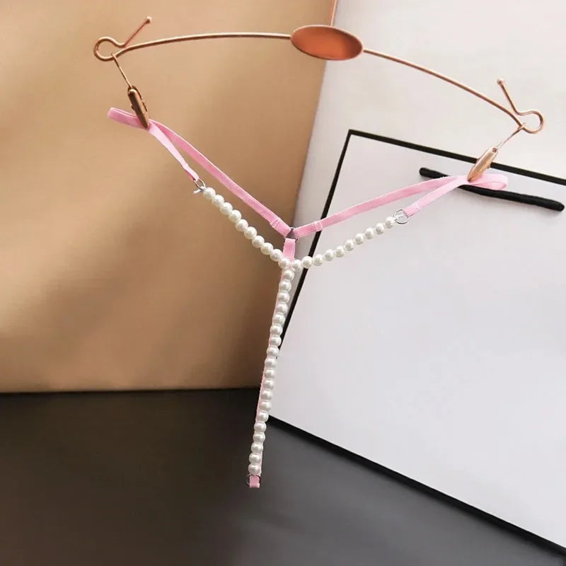 Sexy Pearl Temptation — Crotchless Beaded G-String Lingerie (Plus Size Available)