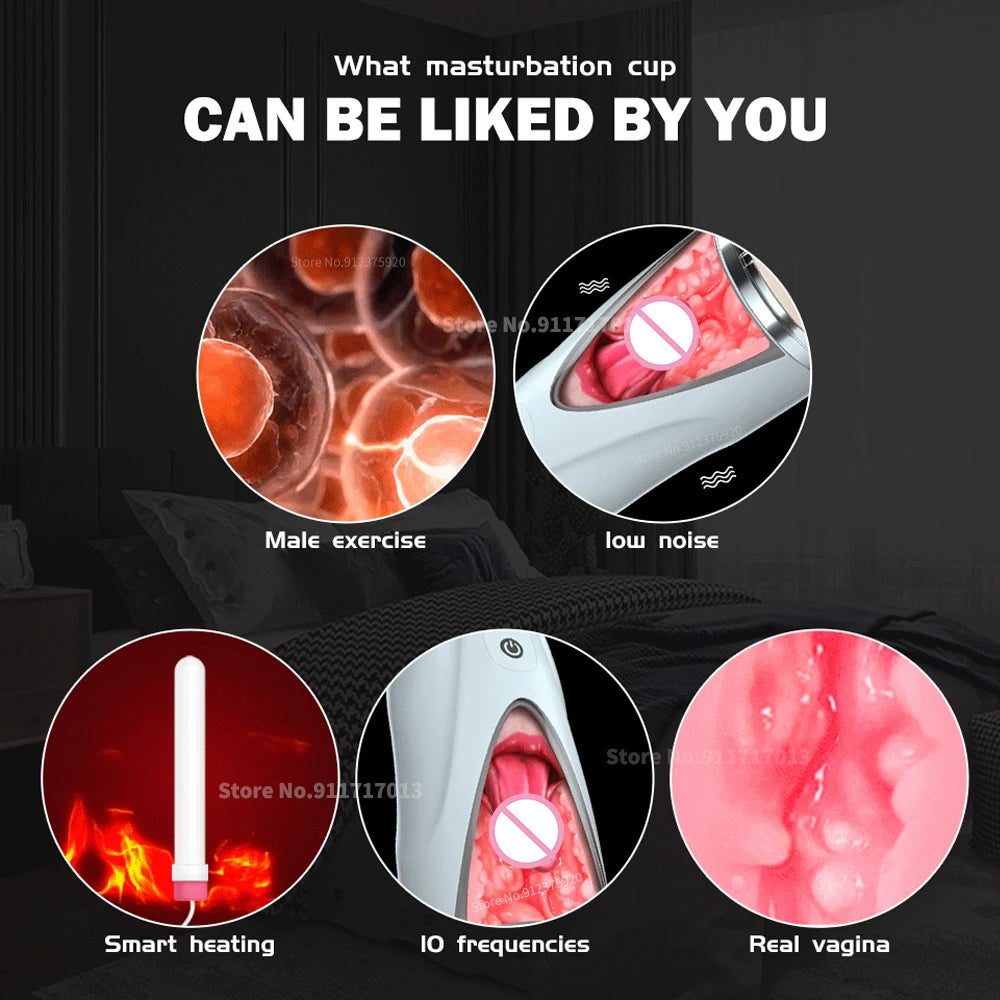 Life Aid™ Realistic Tongue and Mouth Male Masturbator – Dual Sensation Vibration and Licking Stroker
